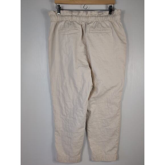 LOFT Pull On Pants Women’s Large Beige Paperbag Waist Casual Lightweight Cotton - Picture 4 of 16